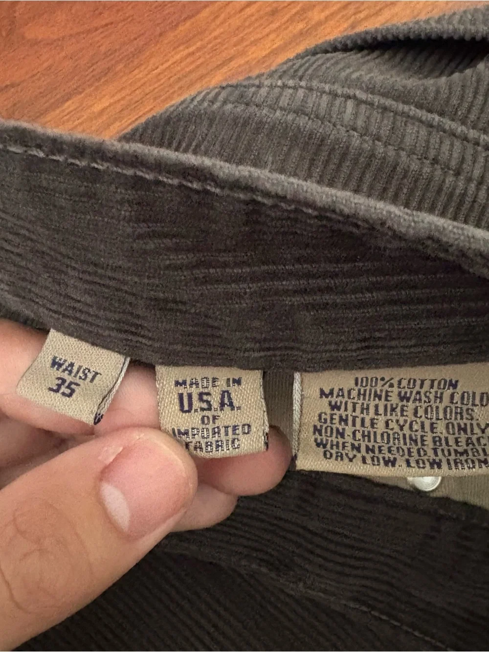 Bills Khakis Corduroy Pants Mens Size 36x30 Charcoal Grey 5 Pocket Made in USA